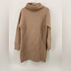 Madewell Beige Ribbed Wool Knit Sweater Mock Neck Stretch Sz Medium